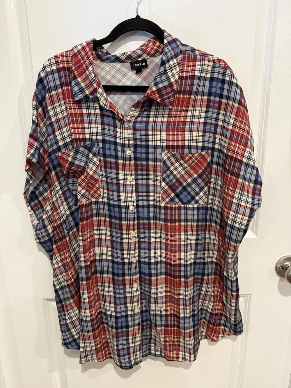 Torrid Patriotic Plaid Lightweight Sleeveless Blouse Plus Size 3x